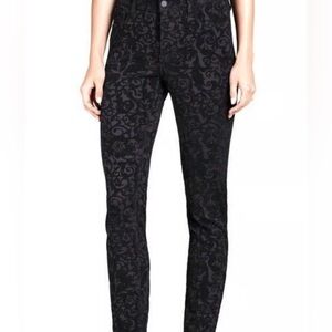 NYDJ Lift/Tuck Stretch Legging High Rise Jeans in Black Jacquard Sz 12